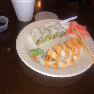 Yummy K roll and Spicy Salmon roll