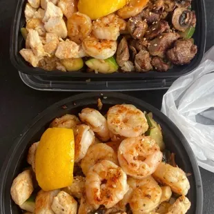 Chicken Steak Chicken Shrimp Trio and chicken shrimp plate