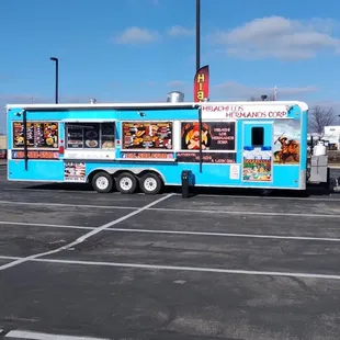 a food truck in a parking lot