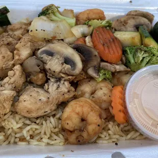 Chicken and Shrimp with fried rice $16