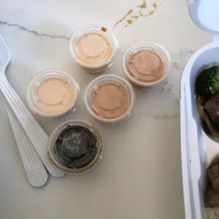 Sauces the lighter one has taste but the darker has heat