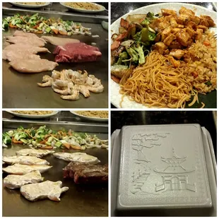 Hibachi meat, spicy chichen &amp; to-go box
