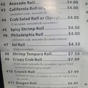 Description of of other rolls