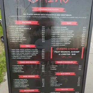 Menu in front of food truck