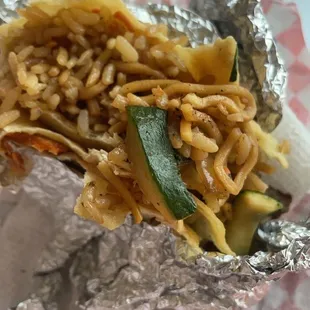 a close up of a wrap of food