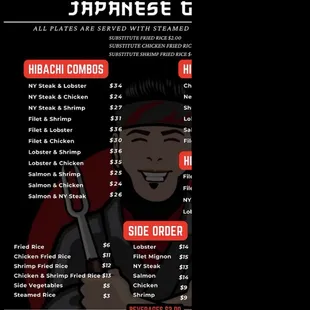 Hibachi menu