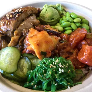 a bowl of asian food