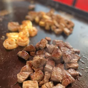 chopped steak and shrimp