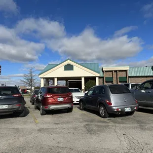 a parking lot full of cars