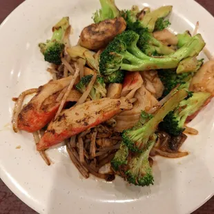 Hibachi teriyaki flavor crab brocoli bean sprouts mushrooms