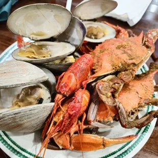 a plate of seafood