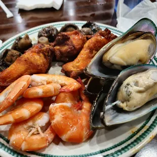 a plate of seafood