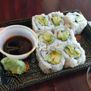 Avocado cucumber sushi roll ~ 8 piece.