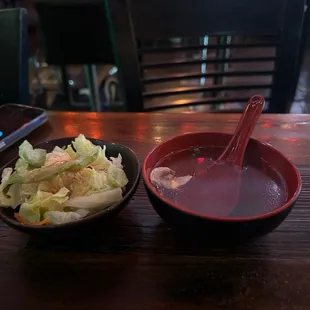 Clear soup and House Salad