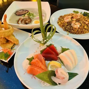 sashimi, sushi, sushi and sashimi, food