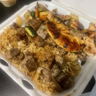 Steak &amp; Salmon hibachi fried rice