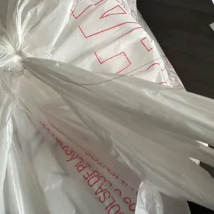 a bag of food wrapped in plastic