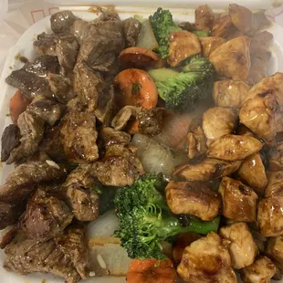 Chicken Hibachi with fried rice and mixed veggies