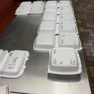 trays of food on a table