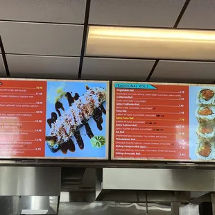 Sushi menu