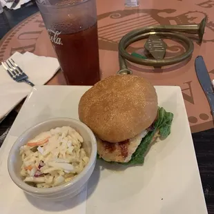 My burger and Cole slaw