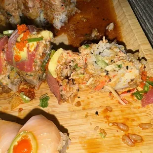 The roll just fell apart but we did not care. Just delicious!