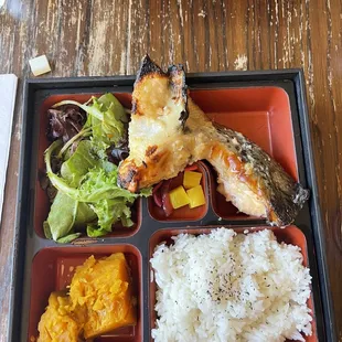 Salmon collar bento box lunch special