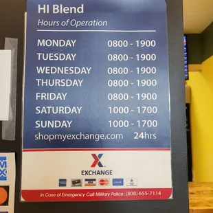 Hours as of mar 2021