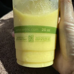 MANGO DREAM...my favorite! $9.95 it has Mango, Pineapple, Banana, Almond Milk, Honey