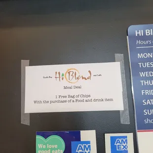 Buy food and drink you gets free bag of chips