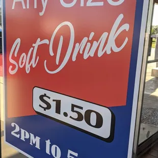 a sign that says any size got drunk
