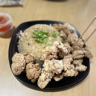 Popcorn Chicken with Rice