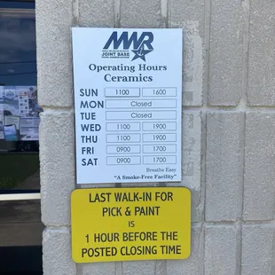 Ceramics shop hours.