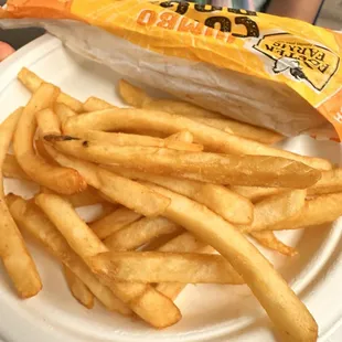 Hot dog with French fry combo
