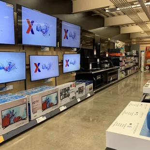 Many televisions to compare.