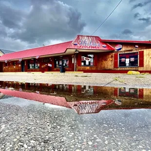 a reflection in a puddle