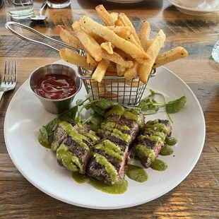 Chimchurri steak with French fries