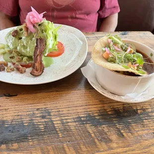 Wedge salad and chicken tortilla soup