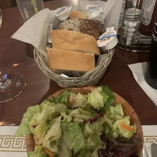 Tossed salad and bread