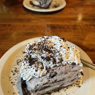 a slice of ice cream pie