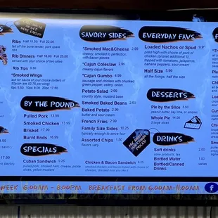 a menu on a flat screen tv