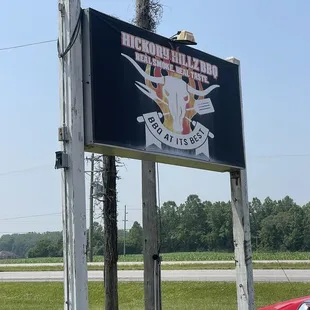 a sign for the restaurant