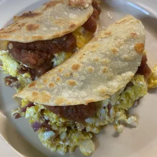 Delicious breakfast tacos3.79 for both!
