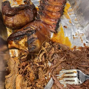 Baby Back Ribs, chicken, Hickory Smoked Pulled Pork