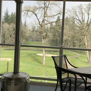 The view behind us, the deck and Camas Golf Course