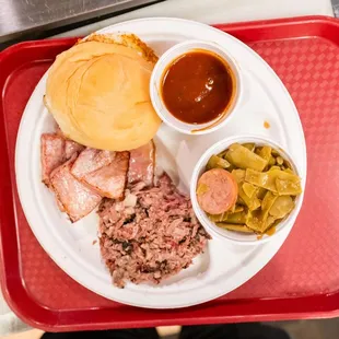 a plate of food on a tray