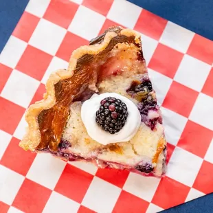 a slice of blackberry pie