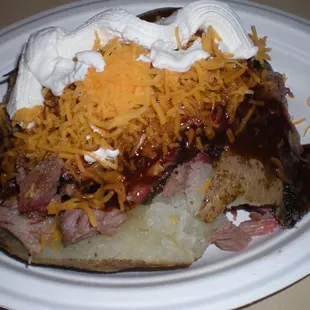 Loaded BBQ Beef Baked Potato