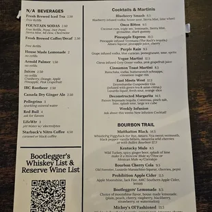 Drink menu