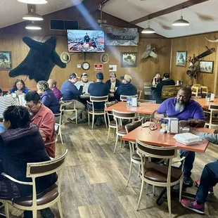 One of three dining areas